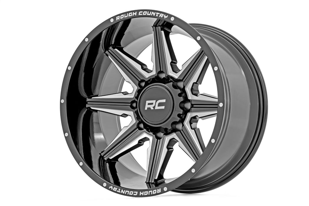 Rough Country 91201210M 91 Series Milled One-Piece Gloss Black 20x12 8x6.5 -44mm Rough Country - Truck Part Superstore