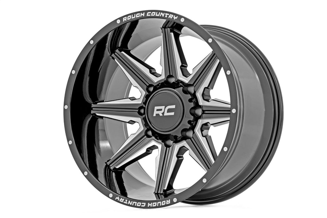 Rough Country 91201212M 91 Series Milled One-Piece Gloss Black 20x12 6x5.5 -44mm Rough Country - Truck Part Superstore