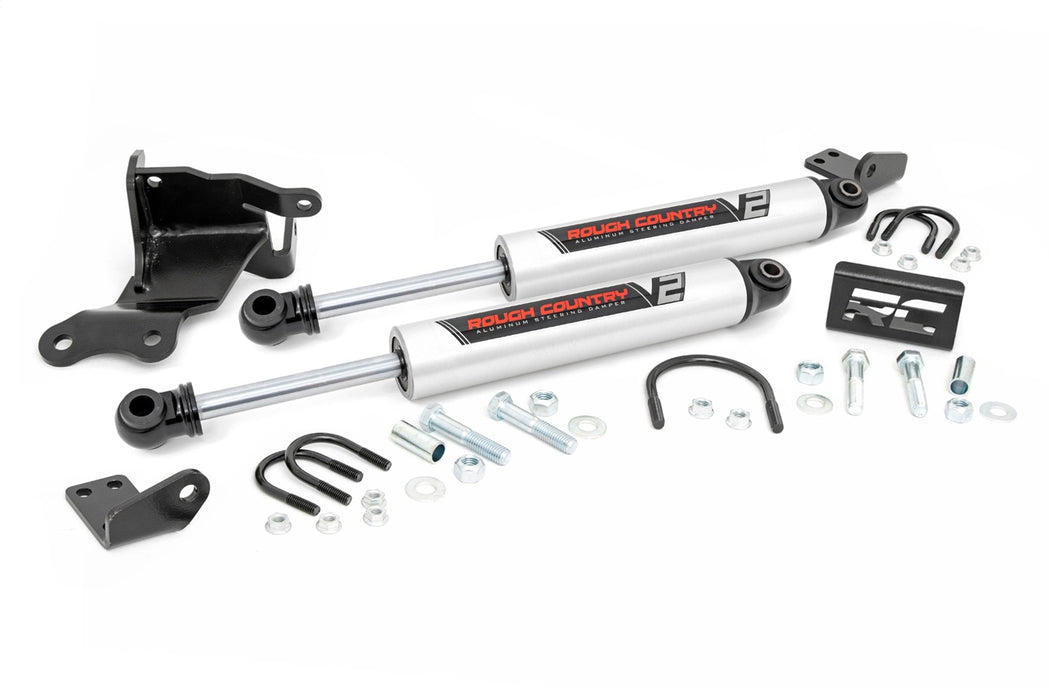 Rough Country 8730470 V2 Steering Stabilizer Dual 20-22 Jeep Gladiator JT/18-22 Wrangler JL Rough Country - Truck Part Superstore