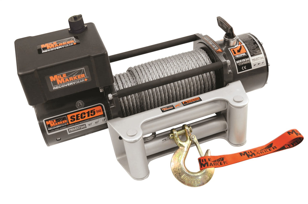 Mile Marker 76-50260W 15000 LB Winch Waterproof 12V Motor 6.8 HP Series Wound Motor SEC15 ES Mile Marker - Truck Part Superstore
