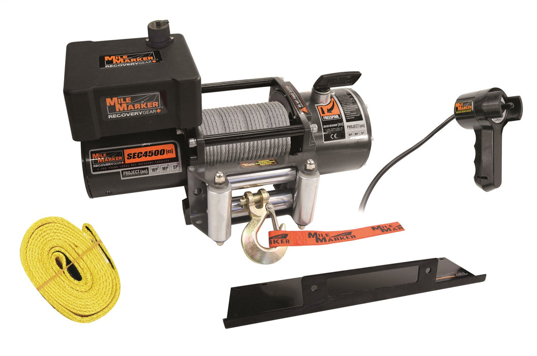 Mile Marker 76-50115BW 4500 LBS Winch Waterproof Rated Line Pull 12V Motor w/1/4 x 50 Foot Cable PE4500 ES Mile Marker - Truck Part Superstore