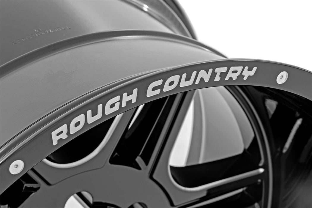Rough Country 92201206 92 Series Wheel Machined One-Piece Gloss Black 20x12 8x180 -44mm Rough Country - Truck Part Superstore