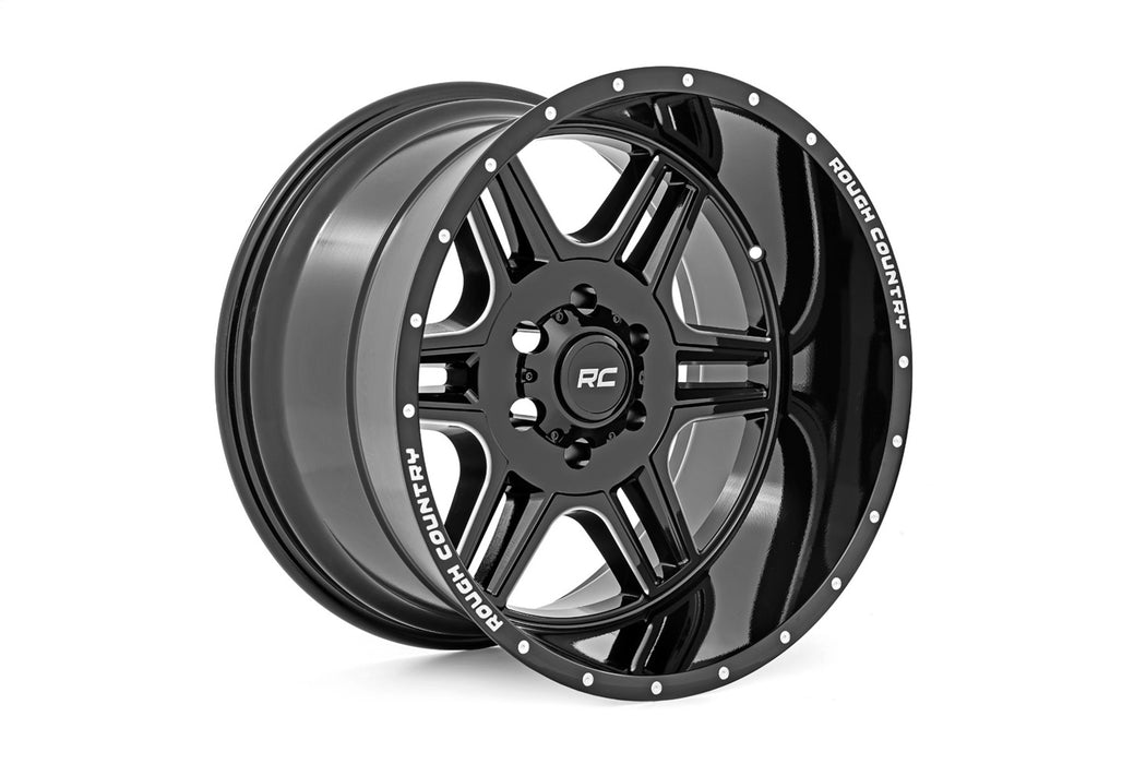 Rough Country 92201206 92 Series Wheel Machined One-Piece Gloss Black 20x12 8x180 -44mm Rough Country - Truck Part Superstore