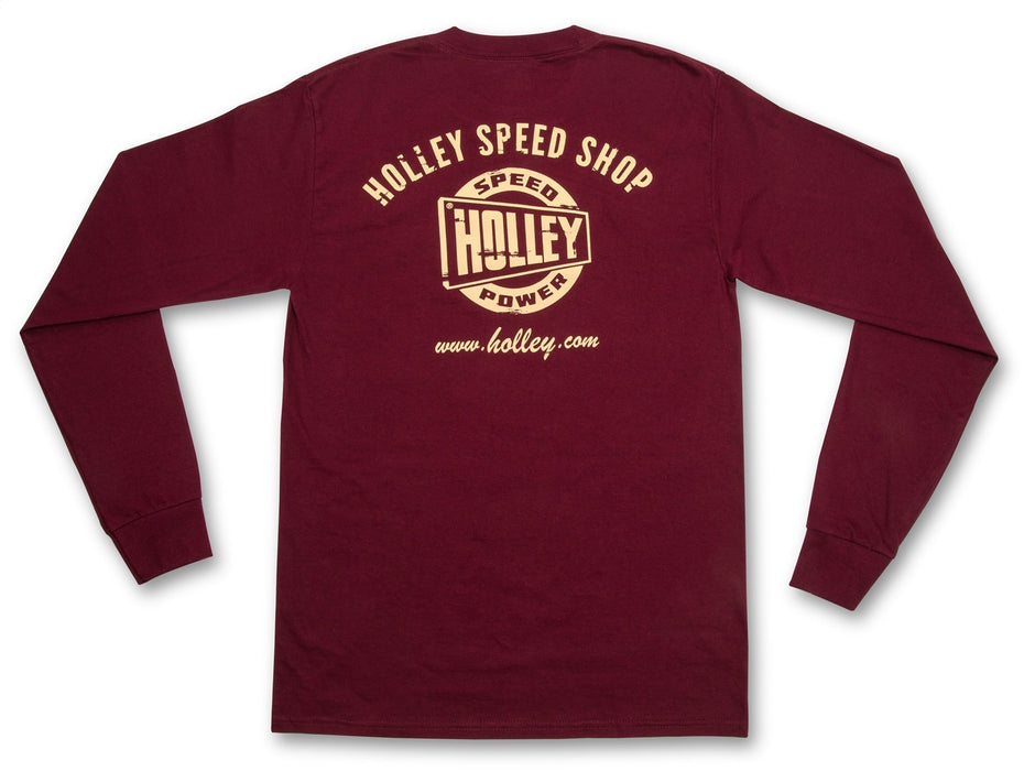 Holley 10130-MDHOL Truck Door T-Shirt; Long Sleeve; Medium; Maroon; - Truck Part Superstore