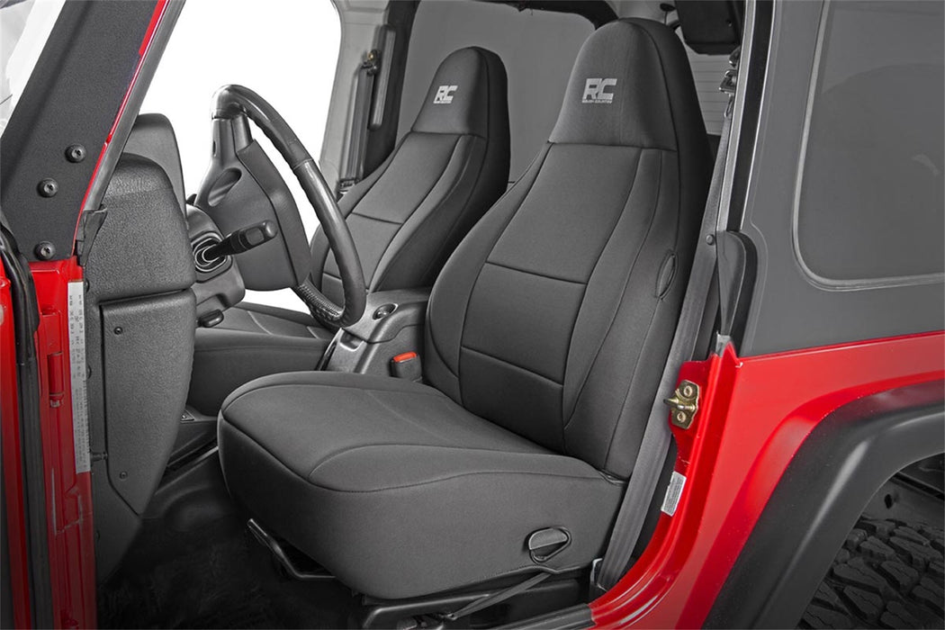 Rough Country 91000 Jeep Neoprene Seat Cover Set Black 97-02 Wrangler TJ Rough Country - Truck Part Superstore
