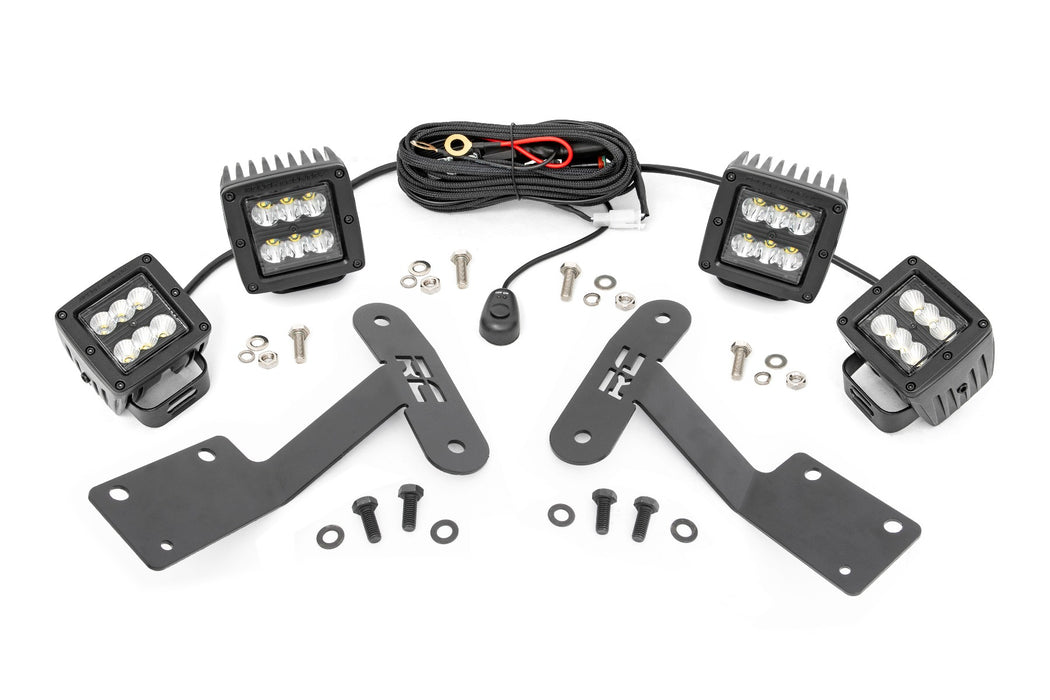 Rough Country 70866 Toyota 2-inch LED Lower Windshield Ditch Kit (14-20 Tundra Black Series Spot and Flood Pattern Combo) Rough Country - Truck Part Superstore