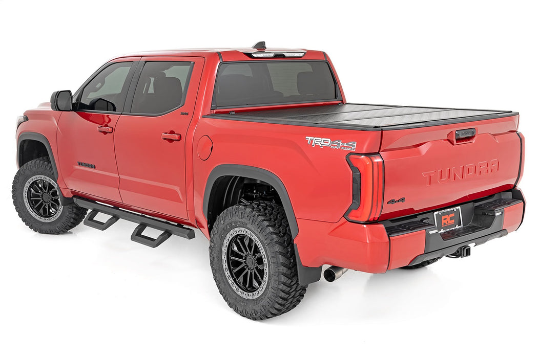 Rough Country 47514551 Hard Tri-Fold Tonneau Bed Cover; Aluminum; Black Textured; - Truck Part Superstore
