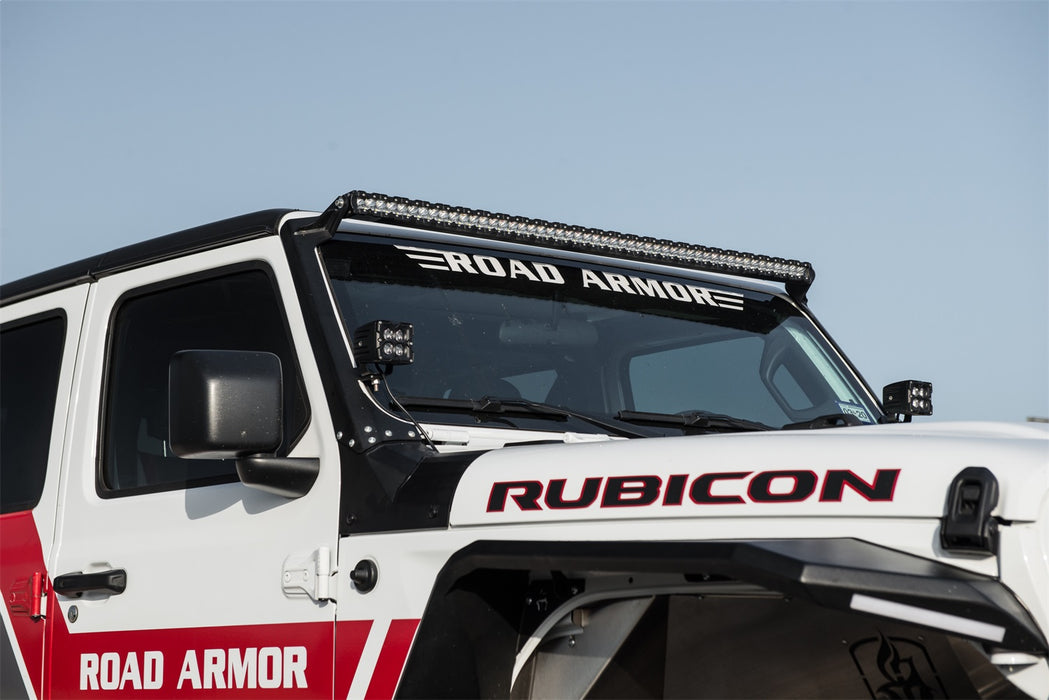 Road Armor 518LMP1B Stealth A-Pillar Light Mounts; 51.5 in.; w/1 Lower Mount; Steel; Black; - Truck Part Superstore
