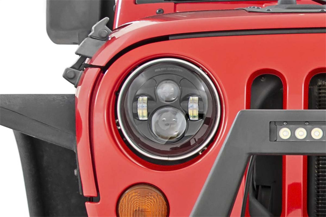 Rough Country RCH5000 Jeep 7 Inch LED Projection Headlights Wrangler TJ, JK Rough Country - Truck Part Superstore
